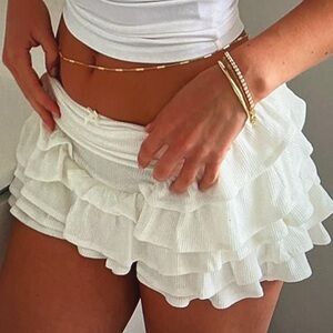 White Ruffled Women's Shorts